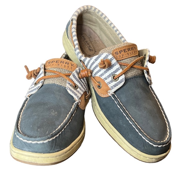 Sperry Top Sider Navy Brown Striped Size 8 Women’s - Picture 1 of 11